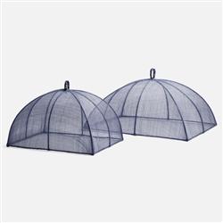 Rachel Blue Woven Sinamay Rectangular Serveware Food Cover - Set of 2|