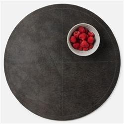 Tanner Rustic Lodge Black Hide Round Placemat - Set of 2|