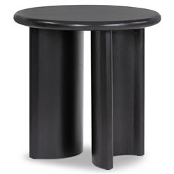 Paris Rustic Lodge Black Acacia Wood Crescent Base Round Side End Table|