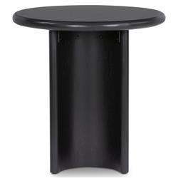 Paris Rustic Lodge Black Acacia Wood Crescent Base Round Side End Table|