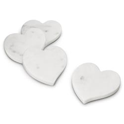 Simon Pearce Modern Classic White Marble Heart Coaster - Set of 4|