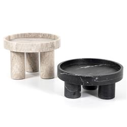 Keith Rustic Lodge Black and White Solid Marble Decorative Bowls - Set of 2|