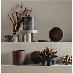 Keith Rustic Lodge Black and White Solid Marble Decorative Bowls - Set of 2|