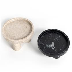 Keith Rustic Lodge Black and White Solid Marble Decorative Bowls - Set of 2|