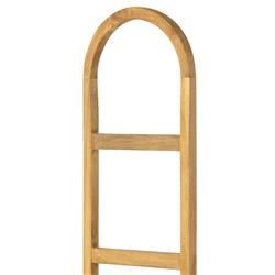 Preston Rustic Lodge Brown Teak Wood Arched Ladder Wall Shelf|