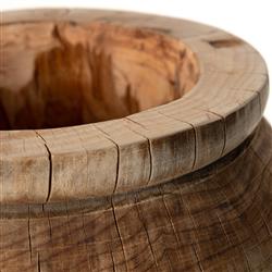 Tiana Rustic Lodge Brown Reclaimed Wood Amphora Planter Decorative Vase|