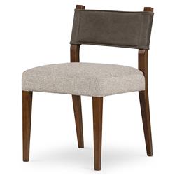 Ely Rustic Grey Performance Leather Back Brown Wood Dining Side Chair|