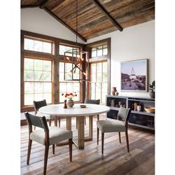 Ely Rustic Grey Performance Leather Back Brown Wood Dining Side Chair|