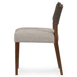 Ely Rustic Grey Performance Leather Back Brown Wood Dining Side Chair|