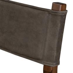 Ely Rustic Grey Performance Leather Back Brown Wood Dining Side Chair|