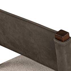 Ely Rustic Grey Performance Leather Back Brown Wood Dining Side Chair|