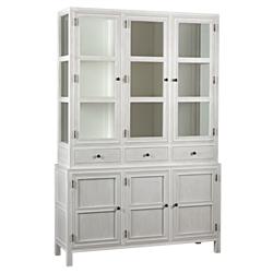 Caelor French Country Antique White Wash Colonial Hutch|