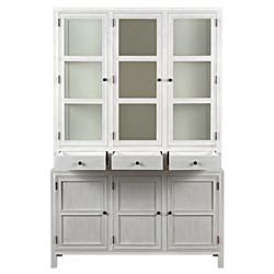 Caelor French Country Antique White Wash Colonial Hutch|