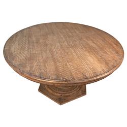 Robin French Brown Reclaimed Pine Wood Round Pedestal Dining Table - 59''W|