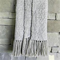 Sage Coastal Beach Pebble Wool Handwoven Throw Blanket|