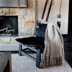 Sage Coastal Beach Pebble Wool Handwoven Throw Blanket|