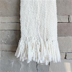 Palermo Coastal Beach Bone Wool Handwoven Throw Blanket|