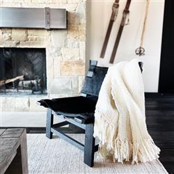 Palermo Coastal Beach Bone Wool Handwoven Throw Blanket|