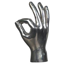 Farella Industrial Loft Distressed Silver OK Sign Hand Sculpture|