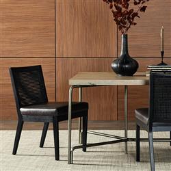 Annette Modern Classic Black Upholstered Leather Seat Wood Frame Dining Side Chair|