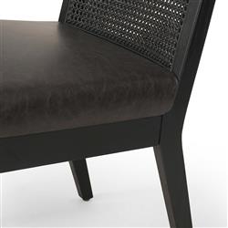 Annette Modern Classic Black Upholstered Leather Seat Wood Frame Dining Side Chair|