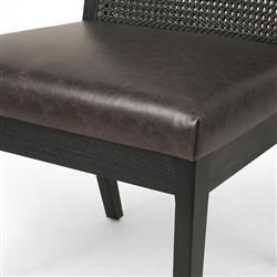 Annette Modern Classic Black Upholstered Leather Seat Wood Frame Dining Side Chair|