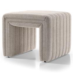 Leo Mid Century Modern Grey Upholstered Tufted Square Ottoman|