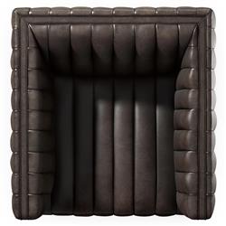 Leo Mid Century Modern Brown Upholstered Leather Swivel Tufted Occasional Chair|