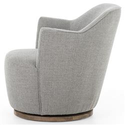 Samuel French Country Light Grey Performance Brown Wood Swivel Arm Chair|