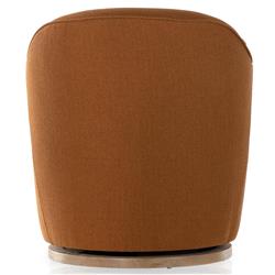 Samuel French Country Brown Upholstered Wood Swivel Arm Chair|