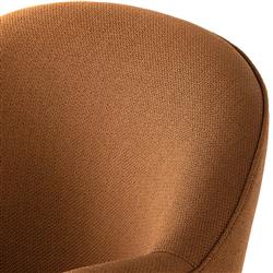 Samuel French Country Brown Upholstered Wood Swivel Arm Chair|