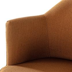 Samuel French Country Brown Upholstered Wood Swivel Arm Chair|