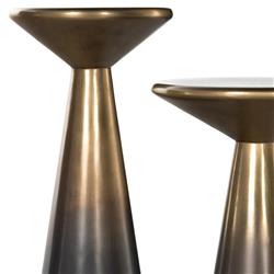 Maddux Mid Century Antique Brass Ombre Iron Accent Pedestal Side Tables - Set of 2|