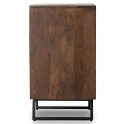 Emilie Brown Wash Mango Wood Woven Cane Black Iron 2 Door Media Cabinet - 35"W|