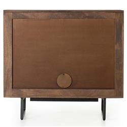 Emilie Brown Wash Mango Wood Woven Cane Black Iron 2 Door Media Cabinet - 35"W|