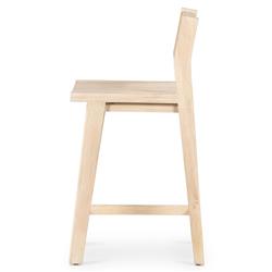 Marina Coastal Beach Whitewash Solid Mango Wood Natural Woven Cane Counter Stool|