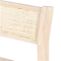 Marina Coastal Beach Whitewash Solid Mango Wood Natural Woven Cane Counter Stool|