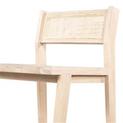 Marina Coastal Beach Whitewash Solid Mango Wood Natural Woven Cane Counter Stool|