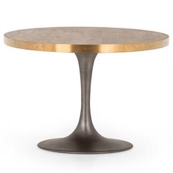 Cressley Industrial Polished Brass Grey Iron Oval Dining Table - 72"W|