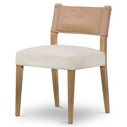 Ely Rustic Lodge Cream Performance Beige Wood Dining Side Chair|
