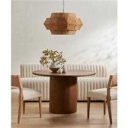 Ely Rustic Lodge Cream Performance Beige Wood Dining Side Chair|