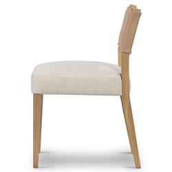Ely Rustic Lodge Cream Performance Beige Wood Dining Side Chair|