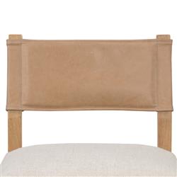 Ely Rustic Lodge Cream Performance Beige Wood Dining Side Chair|