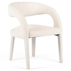 Alexander Mid Century Modern White Upholstered Dining Arm Chair|
