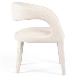 Alexander Mid Century Modern White Upholstered Dining Arm Chair|