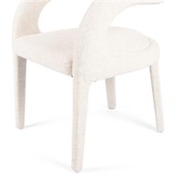 Alexander Mid Century Modern White Upholstered Dining Arm Chair|