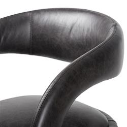Alexander Mid Century Modern Black Upholstered Leather Dining Arm Chair|