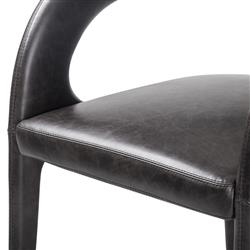Alexander Mid Century Modern Black Upholstered Leather Dining Arm Chair|