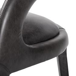 Alexander Mid Century Modern Black Upholstered Leather Dining Arm Chair|