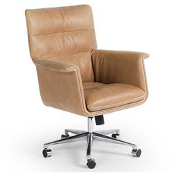 Arslan Industrial Loft Beige Upholstered Leather Swivel Executive Office Chair|